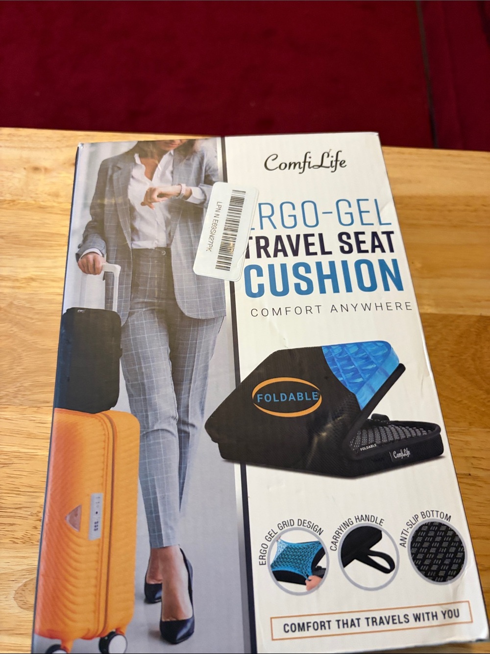 Blue Ergo-Gel Travel Seat Cushion - Foldable Comfort